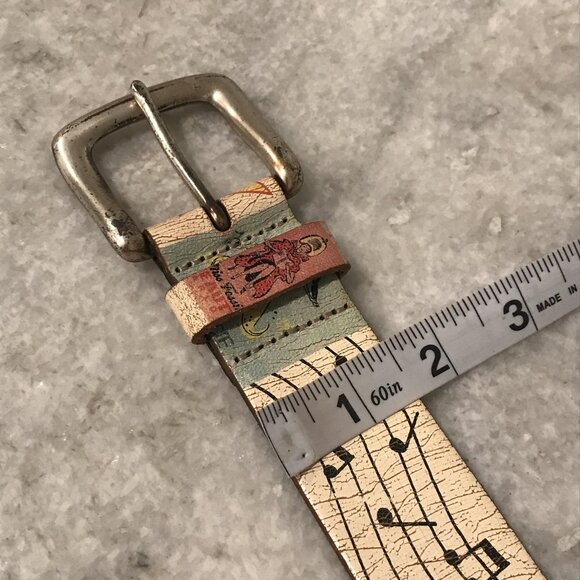 Fossil Belt Womens Small SZ 32 Multicolor Y2K Drive-In Motel Music Notes Leather - Picture 10 of 10